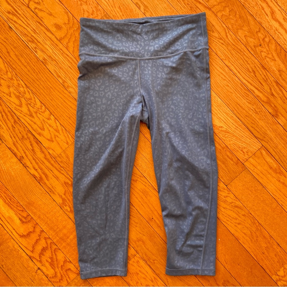Gap Fit Blue Leopard Animal Print Leggings Gym Pants Sz M